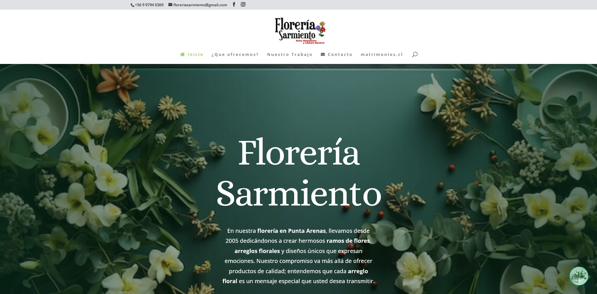 Florería Sarmientto Portada Sitio web Florería Sarmiento